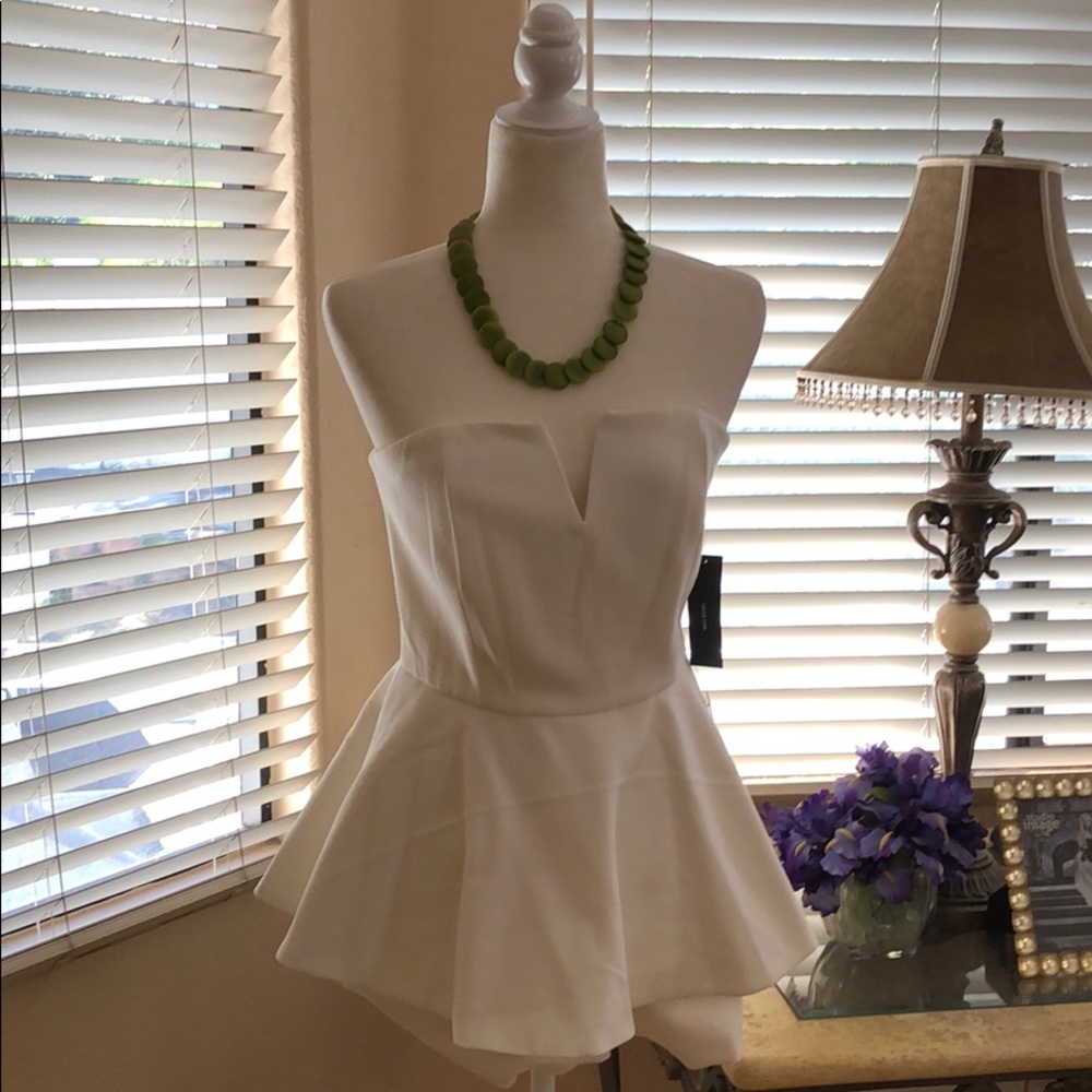 New white strapless romper